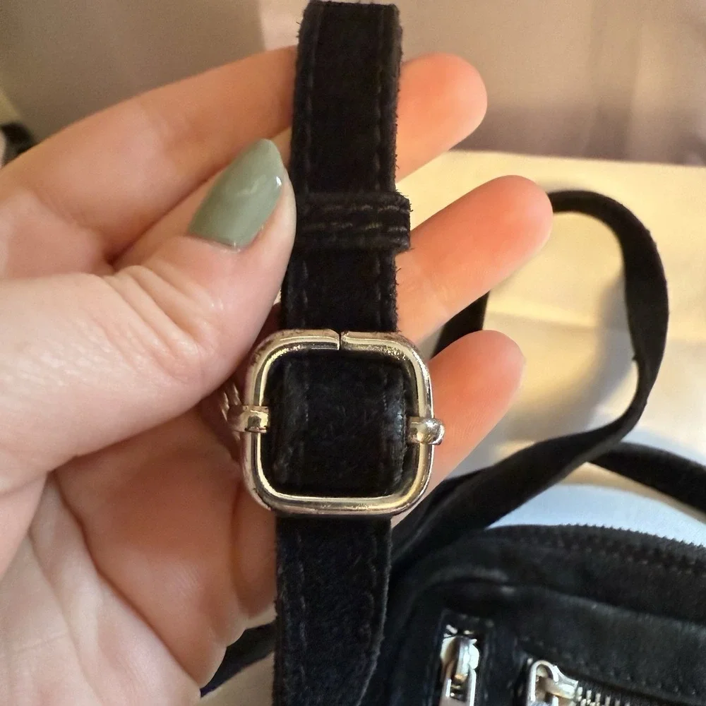Nunoo Urban Outfitters Women's Black Crossbody Bag Suede Leather Handbag Purse